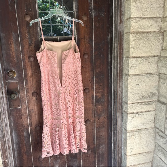 LULU’S | Unlimited Love Dusty Pink Lace Trumpet Midi Dress SIZE L - Picture 7 of 14